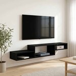 vidaXL Meuble TV mural Montage mural Chêne noir 150 x 28 x 26 cm