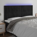 vidaXL Tête de lit à LED Noir 180x5x118/128 cm Velours
