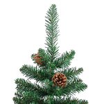 vidaXL Sapin de Noël mince avec bois véritable et cônes vert 150cm PVC