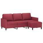 vidaXL Canapé à 3 places repose-pieds Rouge bordeaux 180 cm Similicuir
