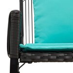 vidaXL Banc extérieur avec coussin 4 Pièces Noir et turquoise polyrotin