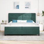 Lit Box Spring avec Matelas verte foncé 200x200 cm en Velours