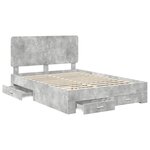 vidaXL Cadre de lit Gris béton 150 x 200 cm Bois d'ingénierie