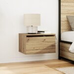 Cabinet de chevet vidaXL avec LED en chêne artisanal 50x36x30 cm