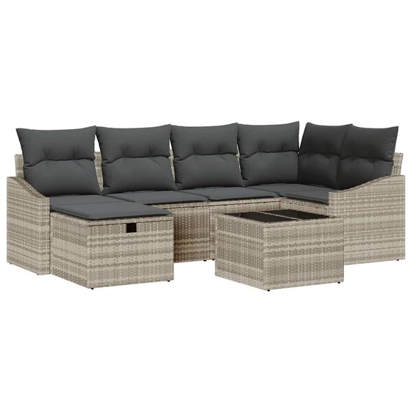vidaXL Ensemble de canapé de jardin 7 Pièces Gris clair 55 x 62 x 69 cm