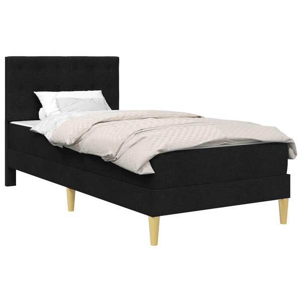 vidaXL Cadre de lit avec matelas Noir 90 x 190 cm Tissu