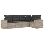 vidaXL Salon de jardin 5 Pièces avec coussins gris clair résine tressée