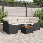 vidaXL Ensemble de canapé de jardin 7 Pièces Noir  blanc