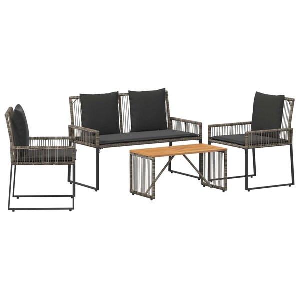 vidaXL Ensemble de meubles d'extérieur 9 pc Gris et Gris foncé