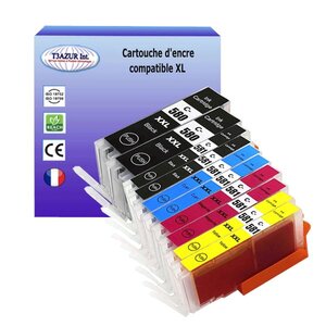 10 Cartouches compatibles avec Canon PixmaTS8251, TS8252, TS 8300, TS8350, TS835, TS8352 remplace Canon PGI-580, CLI-581 XL - T3AZUR