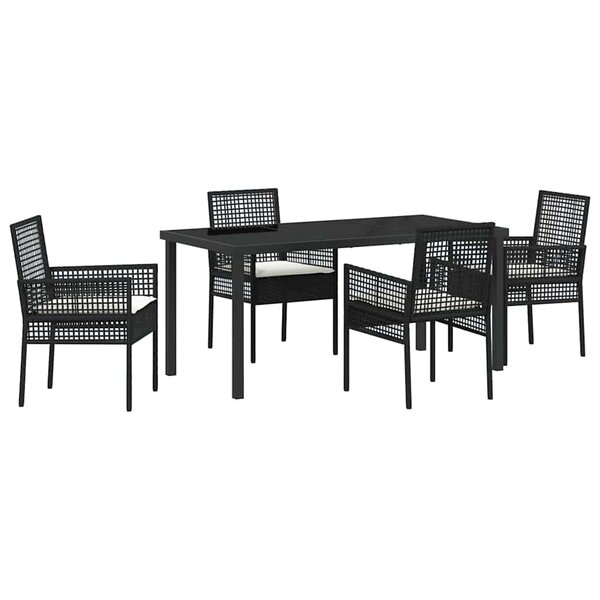 vidaXL Ensemble de salle à manger pour jardin 5 Pièces Noir polyrotin