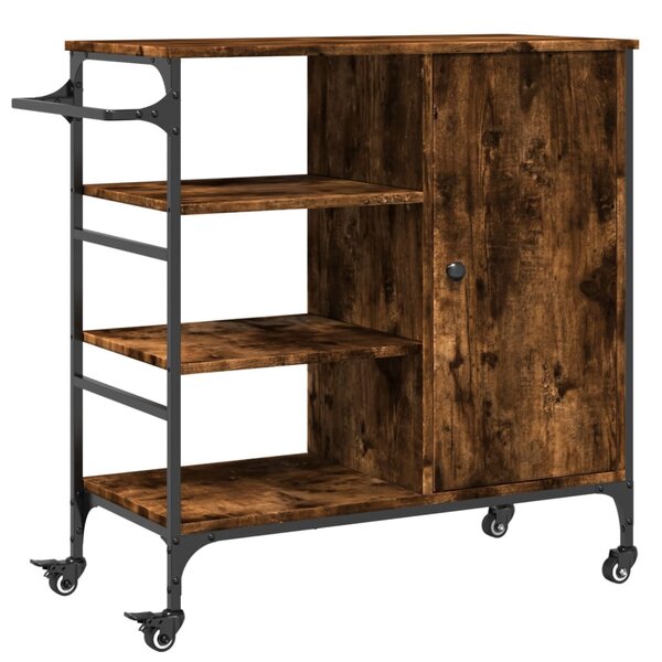 vidaXL Chariot de cuisine chêne fumé 87 5x38 5x84 5 cm bois ingénierie