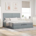 VidaXL Cadre de lit ottoman et matelas gris clair 200x200cm tissu