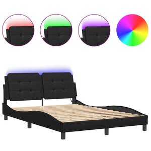 vidaXL Cadre de lit avec LED sans matelas Zadar noir 120x200 cm