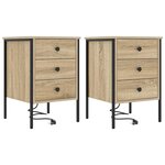vidaXL Cabinet de chevet 2 Pièces Chêne sonoma 42 x 41 x 61 cm