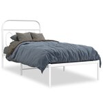 vidaXL Cadre de lit métal sans matelas avec tête de lit blanc 90x190cm