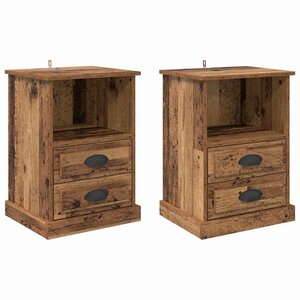 vidaXL Cabinet de chevet avec tiroir 2 Pièces Bois ancien 36 x 43 x 60 cm