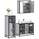 vidaXL Ensemble de meubles de salle de bain 3 Pièces Sonoma gris