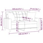 vidaXL Canapé 2 places avec oreillers bordeaux 120 cm similicuir