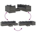 vidaXL Salon de jardin 6 Pièces avec coussins Gris Résine tressée