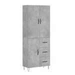 vidaXL Buffet haut Gris béton 69 5x34x180 cm Bois d'ingénierie