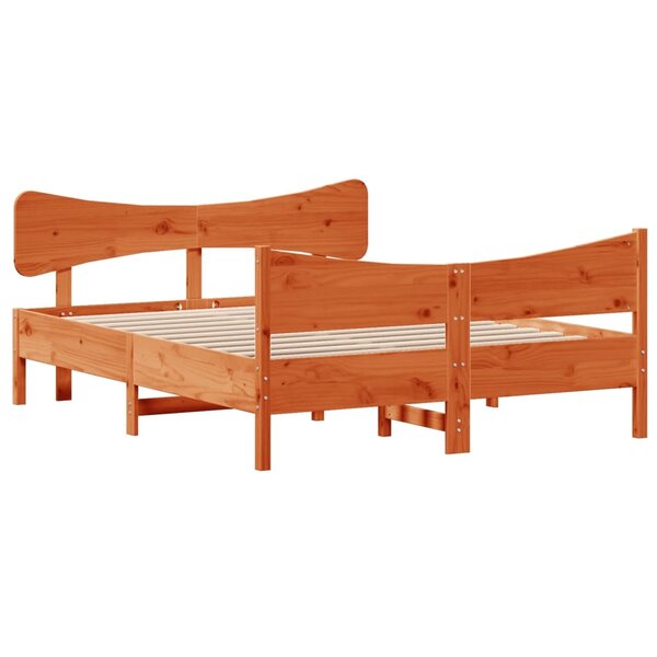 vidaXL Cadre de lit sans matelas cire marron 150x200cm bois pin massif