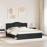 vidaXL Cadre de lit avec tête de lit Noir 180 x 200 cm Pin massif