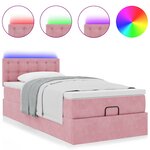 vidaXL Cadre de lit ottoman avec matelas rose 100x200 cm velours