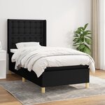 vidaXL Sommier à lattes de lit avec matelas Noir 90x190 cm Tissu