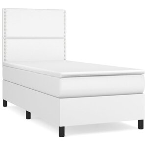 vidaXL Sommier à lattes de lit avec matelas Blanc 90x190 cm Similicuir