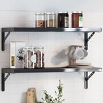vidaXL Supports d'étagères 4 Pièces 23 5x2 5x15 5cm noir acier inoxydable
