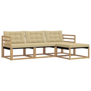 vidaXL Ensemble de canapés d'extérieur 4 pc Blanc et Beige