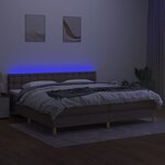 vidaXL Sommier à lattes de lit et matelas et LED Taupe 200x200cm Tissu