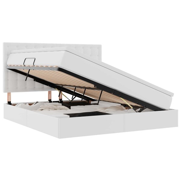 vidaXL Lit de Rangement Blanc pur 180 x 200 cm Cuir synthétique