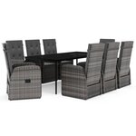 vidaXL Ensemble à manger de jardin avec coussins 9 Pièces Gris