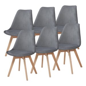 Lot de 6 chaises de salle à manger velours côtelé gris 03_0009894
