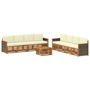 vidaXL Ensemble de canapés d'extérieur 9 pc Naturel et Crème