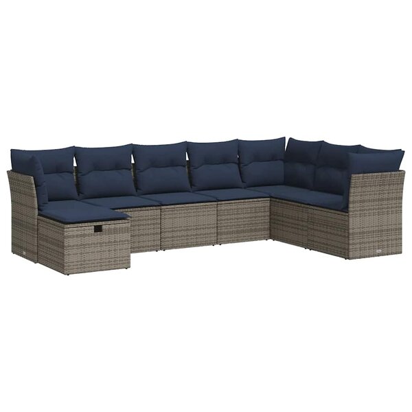 vidaXL Salon de jardin 9 Pièces avec coussins gris résine tressée
