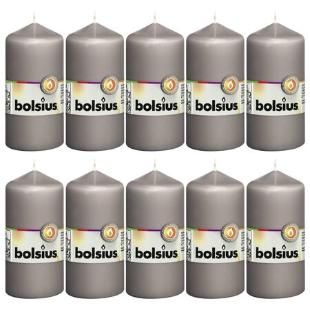 Bolsius Bougies pilier 10 Pièces 120x58 mm Gris chaud