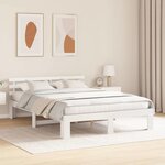 vidaXL Cadre de lit avec tête de lit Blanc 160 x 200 cm Pin massif