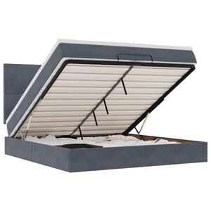 vidaXL Cadre de lit ottoman avec matelas gris foncé 200x200 cm velours