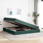 vidaXL Lit avec rangement et matelas Vert foncé 200 x 200 cm Velours
