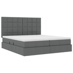 vidaXL Lit de rangement LED avec matelas Gris foncé 180 x 200 cm Tissu