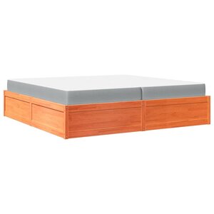 vidaXL Lit avec matelas cire marron 200x200 cm bois massif de pin