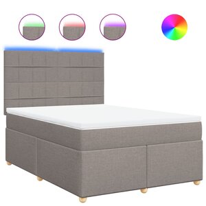 vidaXL Sommier à lattes de lit avec matelas Taupe 140x200 cm Tissu