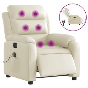 vidaXL Fauteuil de massage inclinable électrique crème similicuir