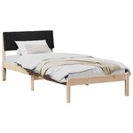 vidaXL Cadre de lit Marron et noir 90 x 190 cm Bois massif en pin