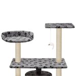vidaXL Arbre à chat avec griffoir en sisal 95 cm Gris Motif de pattes