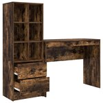 vidaXL Bureau avec tiroir avec étagère avec stockage 2 Pièces Chêne fumé