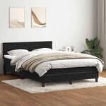 vidaXL Sommier à lattes de lit avec matelas noir 140x210 cm velours